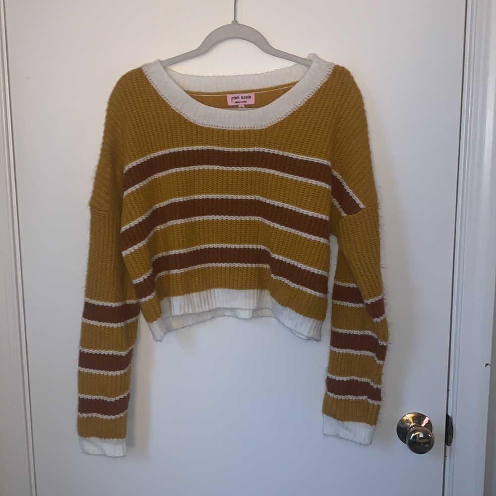 Mustard and burnt orange stripped sweater (cropped fit)